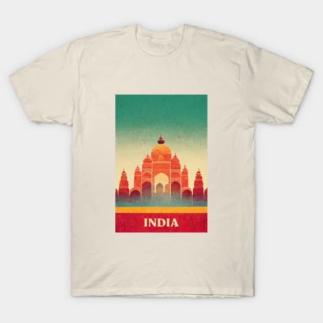 India T-Shirt by Retro Travel Design